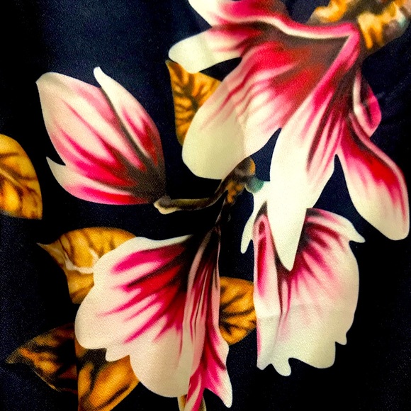 SHEIN Blue Floral Belted A-line Dress - Picture 4 of 5